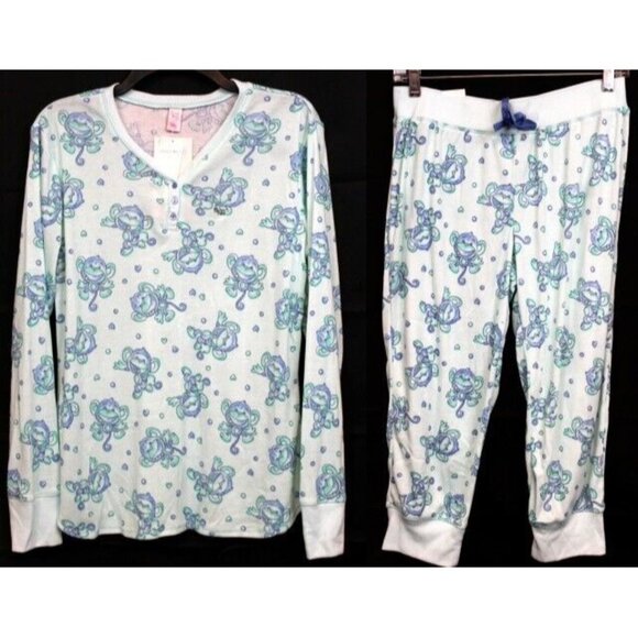 NEW Y2K Limited Too Blue Monkey 2pc Pajama Set Summer Pjs Girls 18/20 Lightweigh - Picture 1 of 11